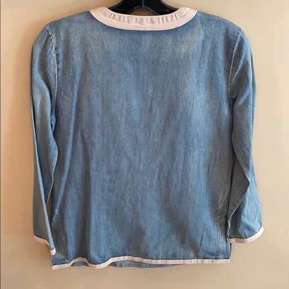J Crew Denim Caftan Embroidered Tunic Size 00 - Picture 8 of 10